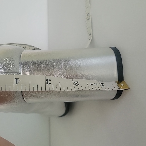 Silver womans high heel chunky heel square toe pumps party dress - Picture 8 of 8